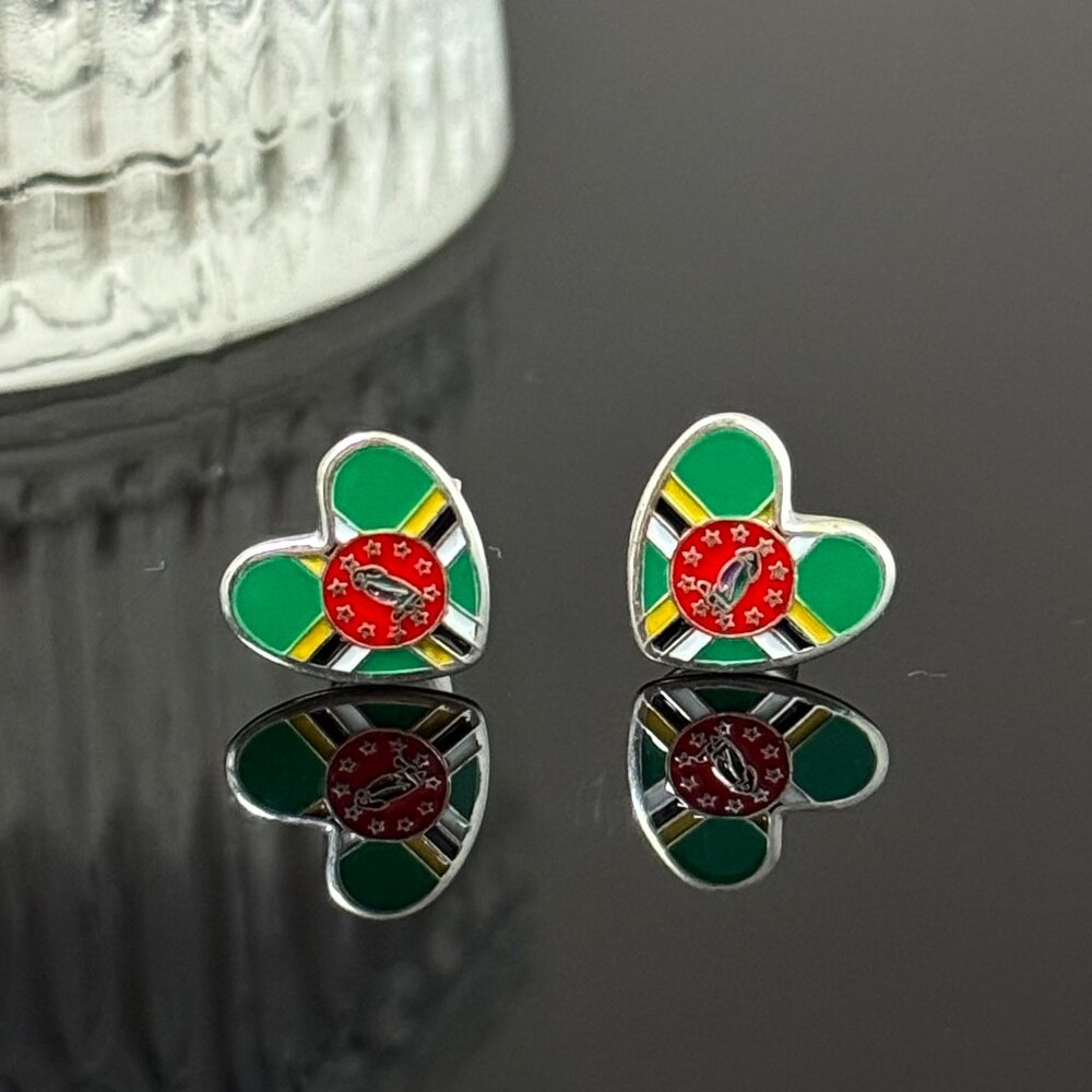 Dominica Heart Earrings S925 Sterling Silver Handmade Ear Stud